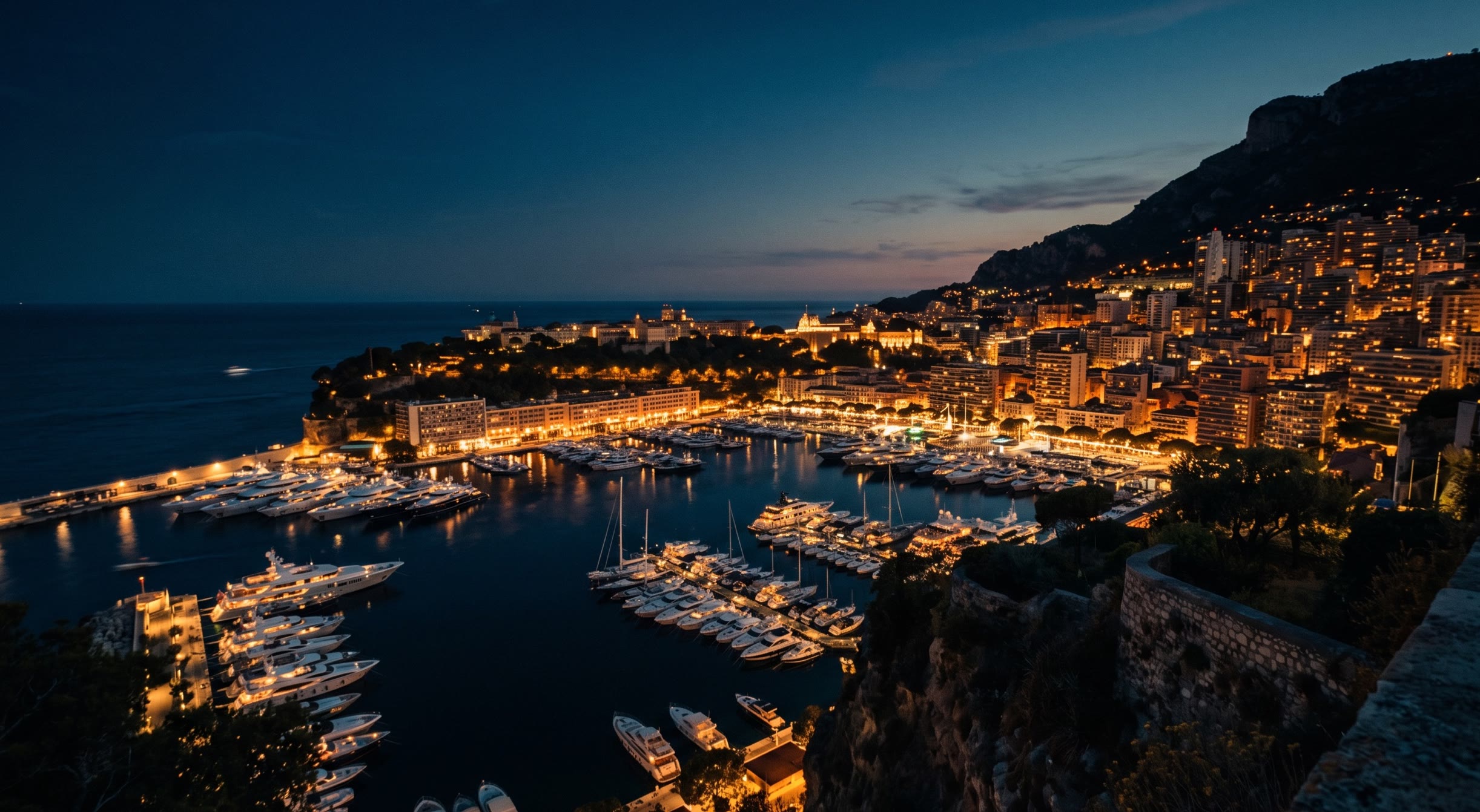 Monaco at evening from the corniche